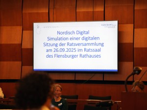 Simulation einer digitale Ratsversammlung im Flensburger Rathaus